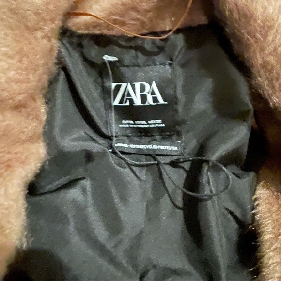Zara Faux Fur Belted Side Slit Trench NWOT XL - Picture 10 of 16